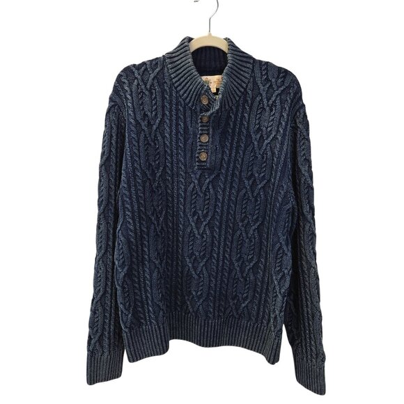 The Territory Ahead Islander Indigo Fisherman's Cable Knit Sweater Size XL - Picture 1 of 5